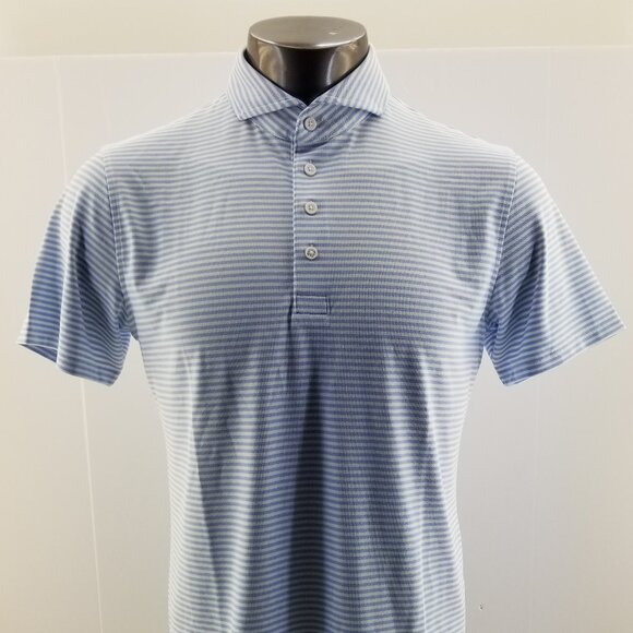 G/Fore Short Sleeve Golf Polo Shirt Mens  Sky Stripe - Picture 5 of 8